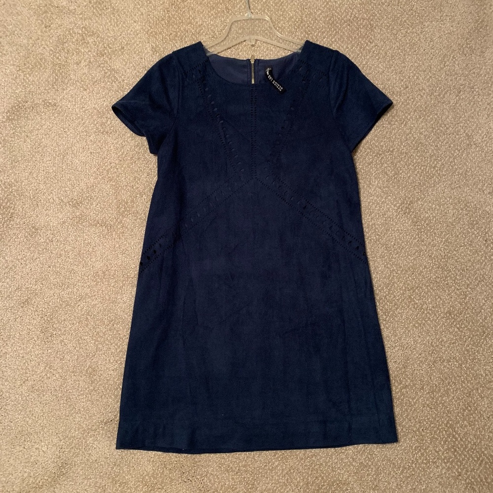 cute faux suede navy dress